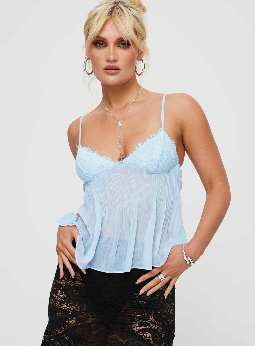 OLIVIA | Lace Pleated Top