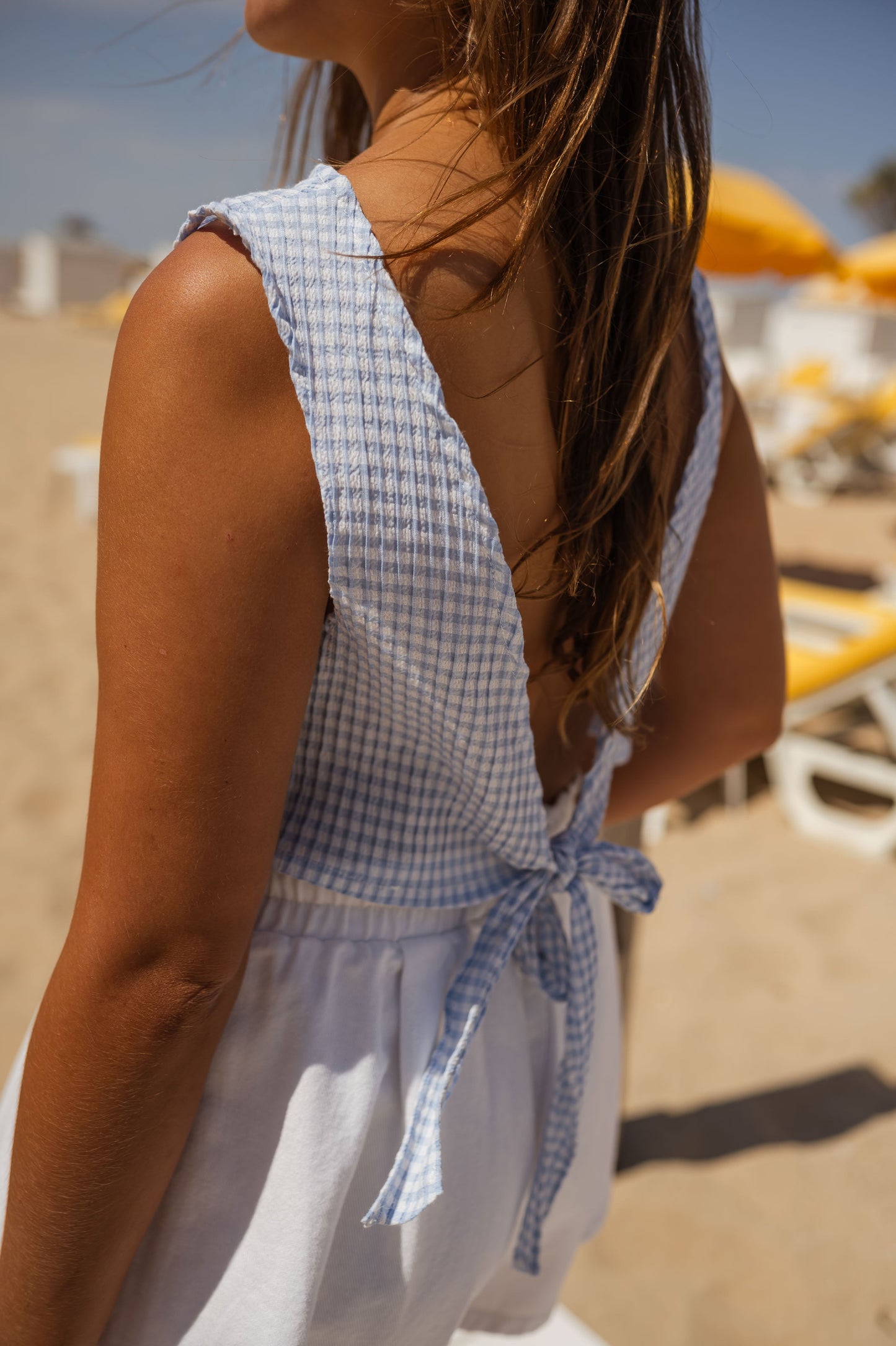 Top Charlène vichy - bleu et écru