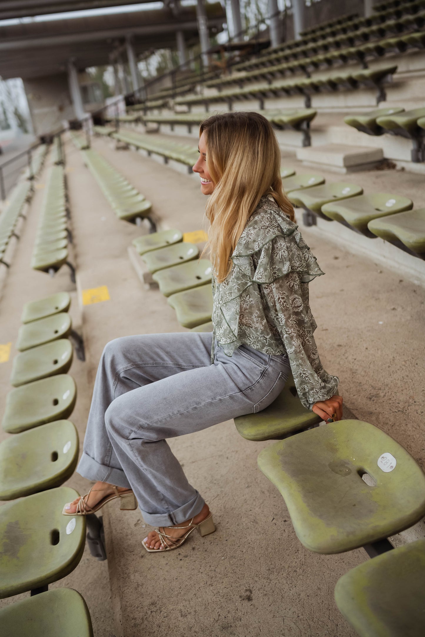 Blouse Reva - verte et écrue
