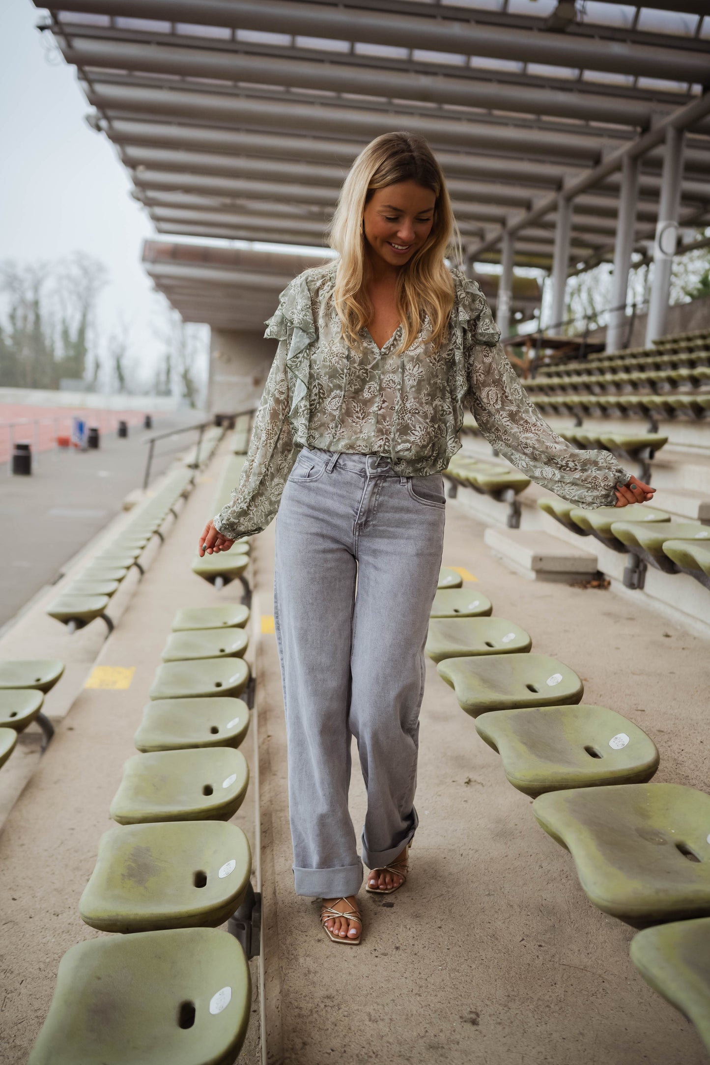 Blouse Reva - verte et écrue