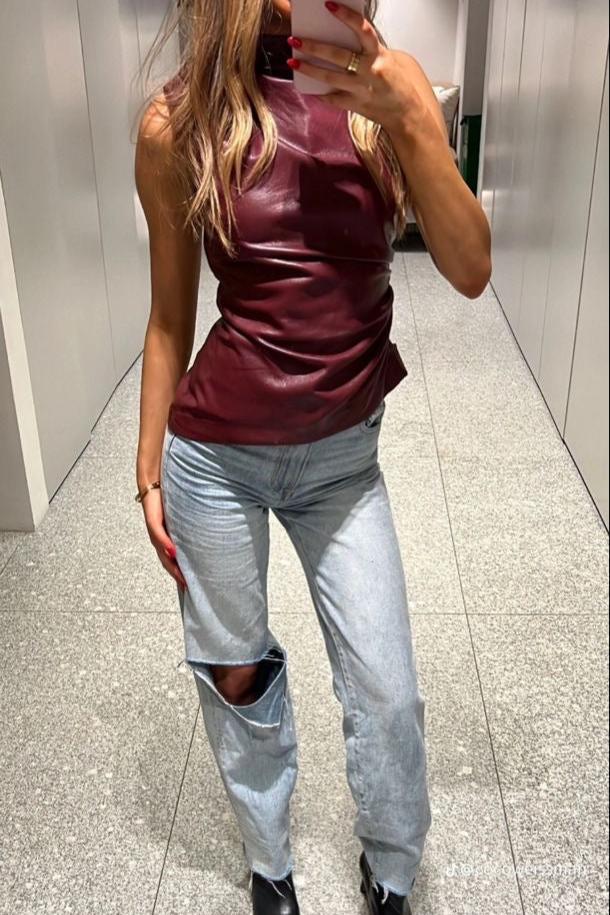 FLEUR | TOP EN CUIR ÉLÉGANT