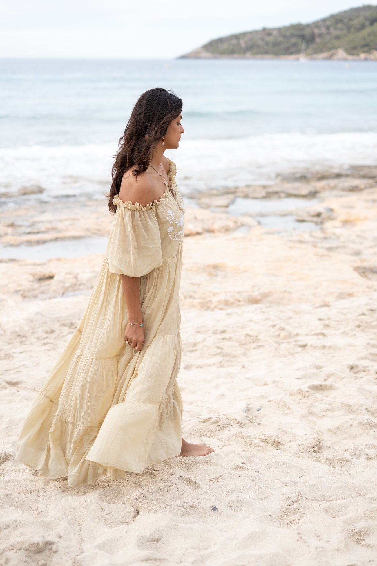 Dress Peralta Bordado Sand