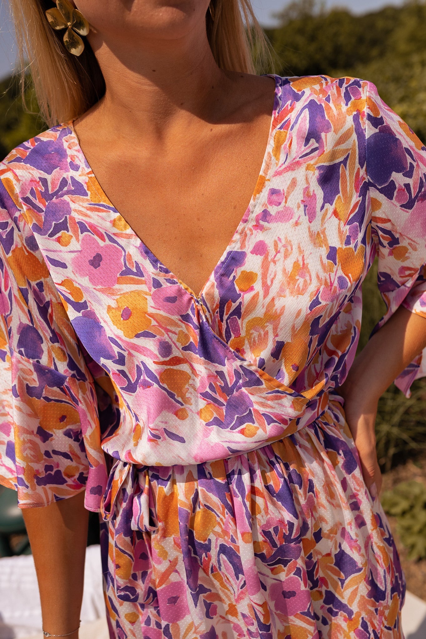 Combishort Basma - mauve à fleurs
