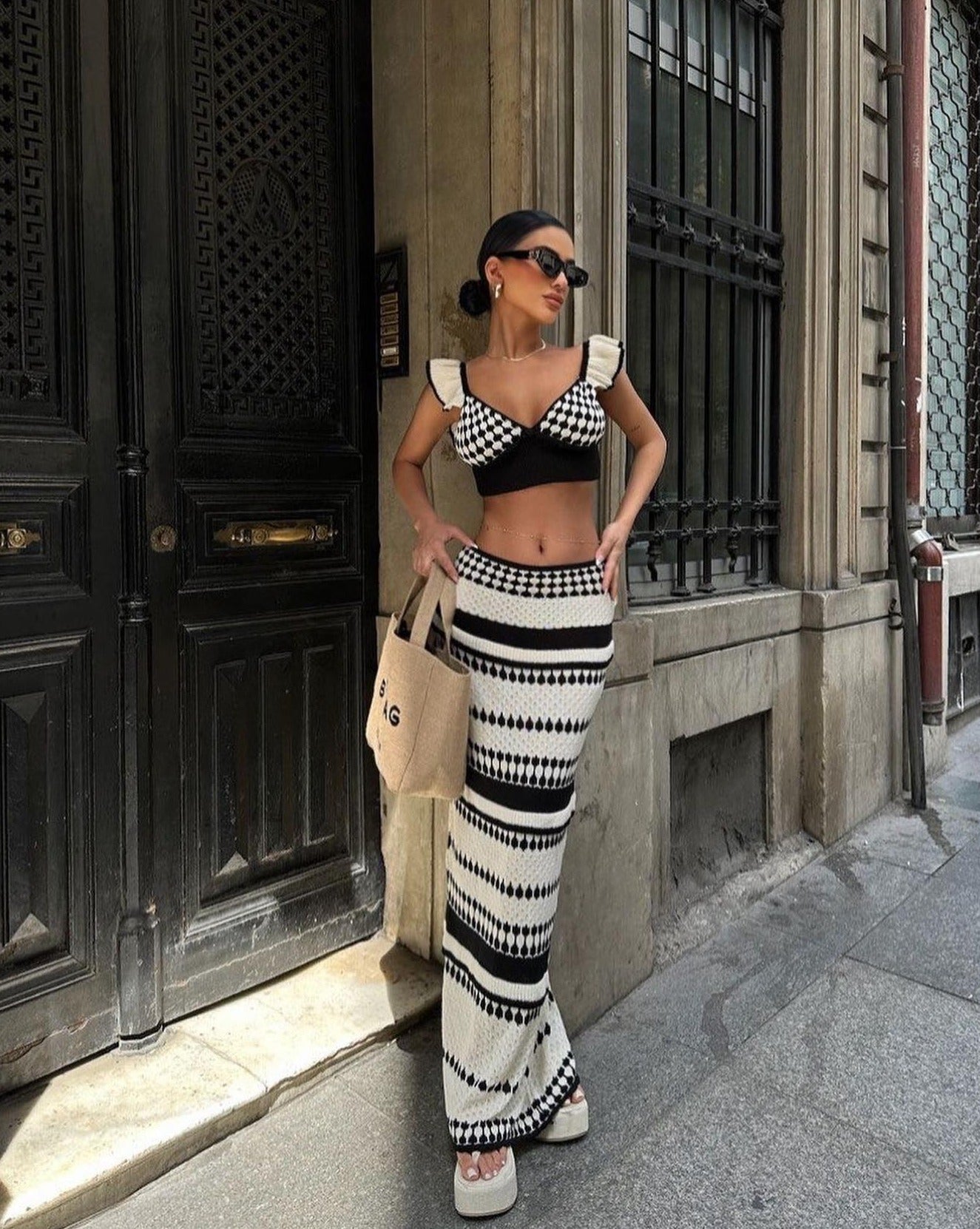 AYLINA | ENSEMBLE MAILLE GRAPHIC CHIC