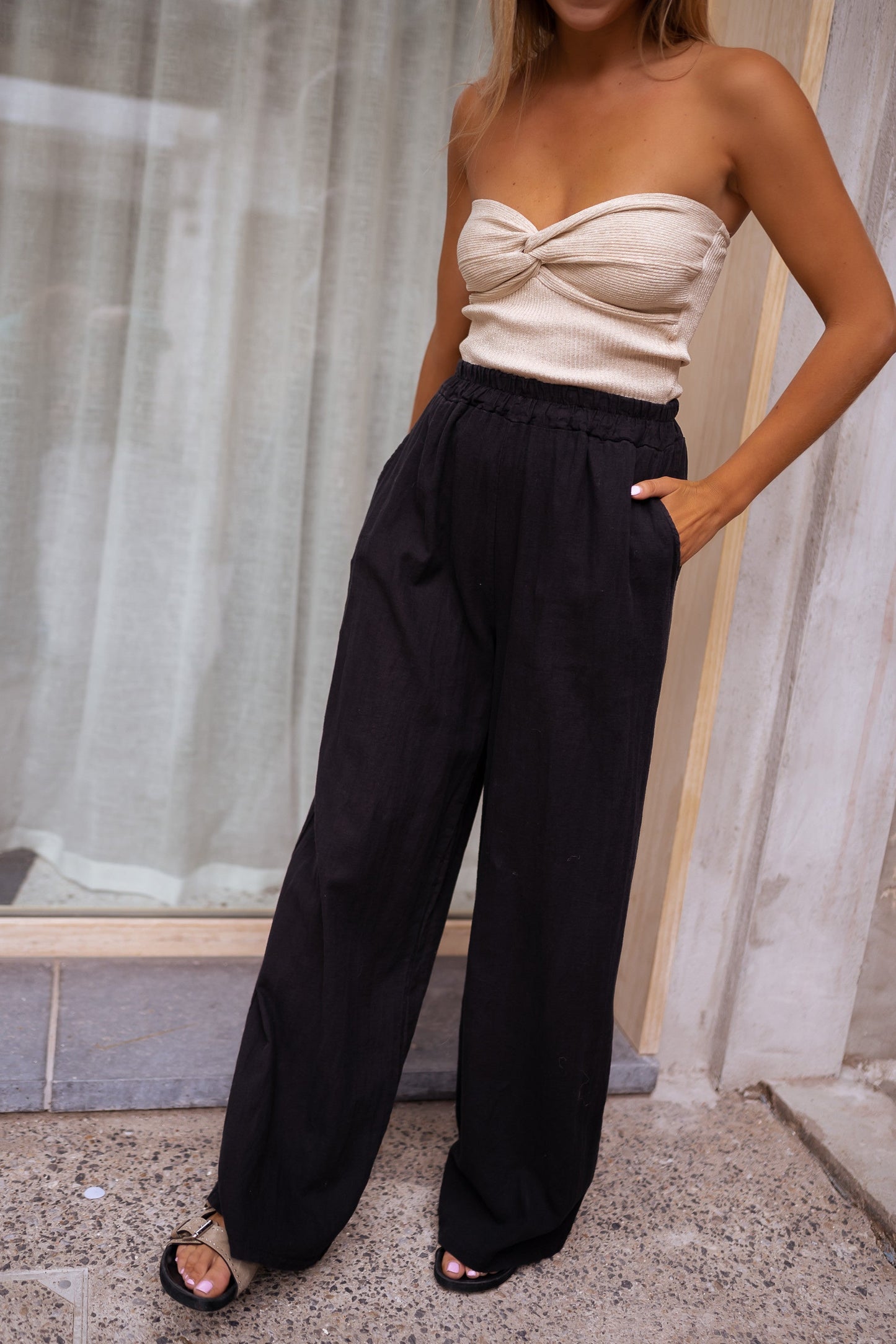 Pantalon Tim en lin - noir
