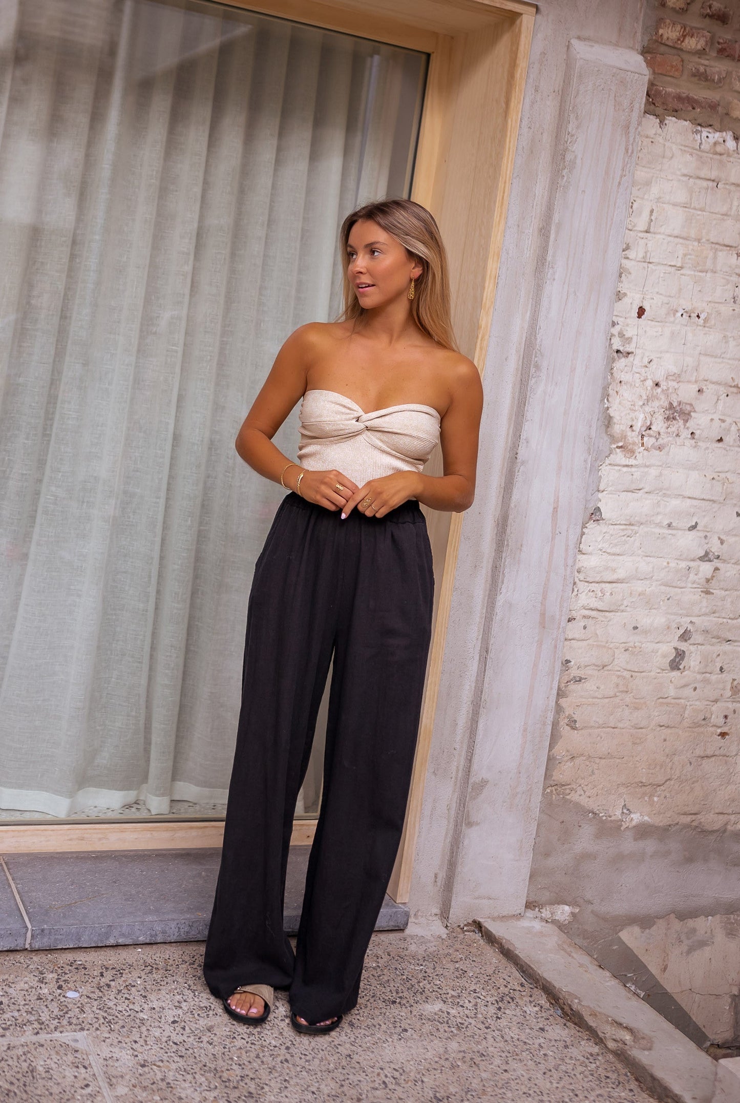 Pantalon Tim en lin - noir