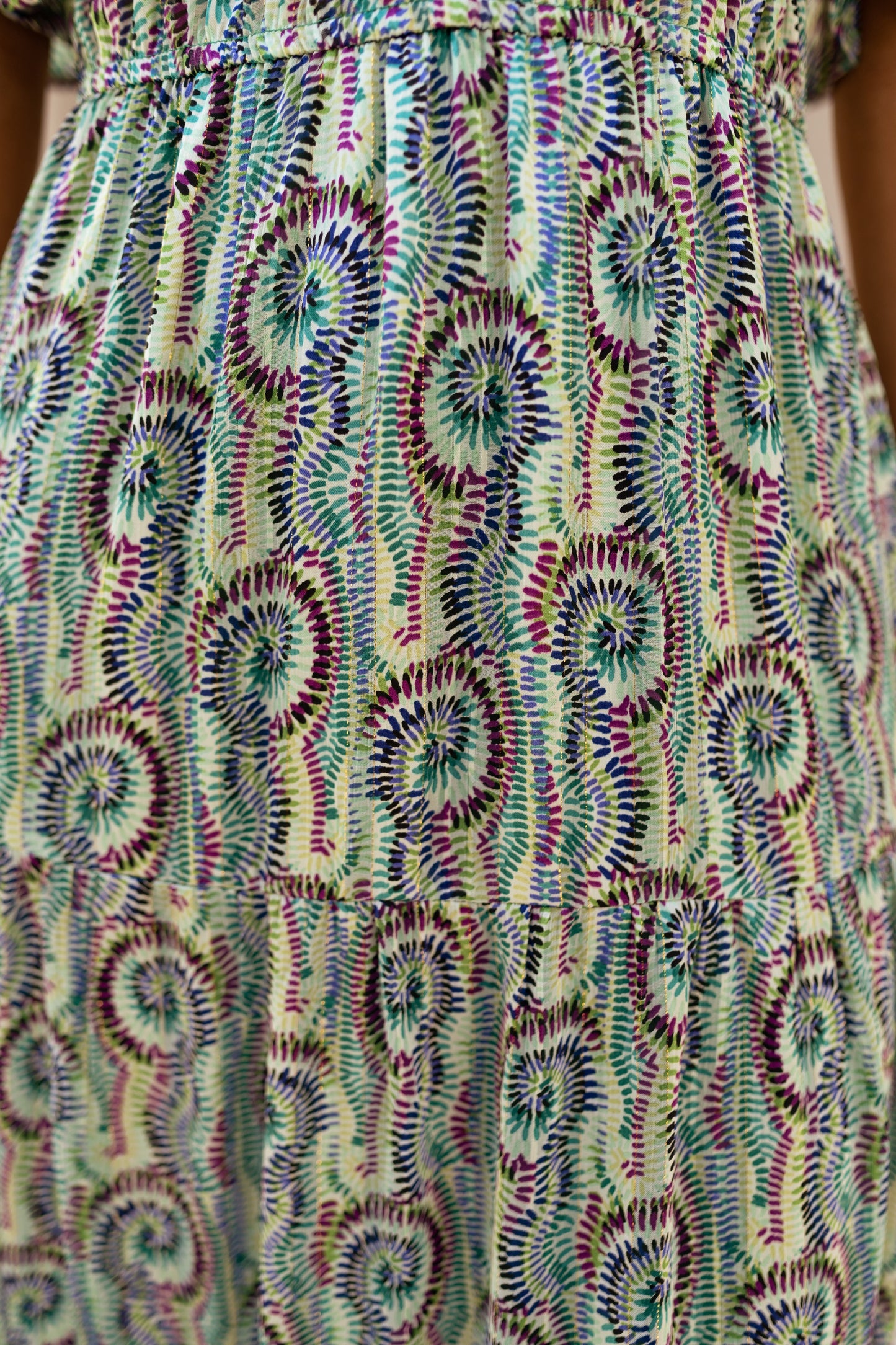 Robe Loane - verte à motifs