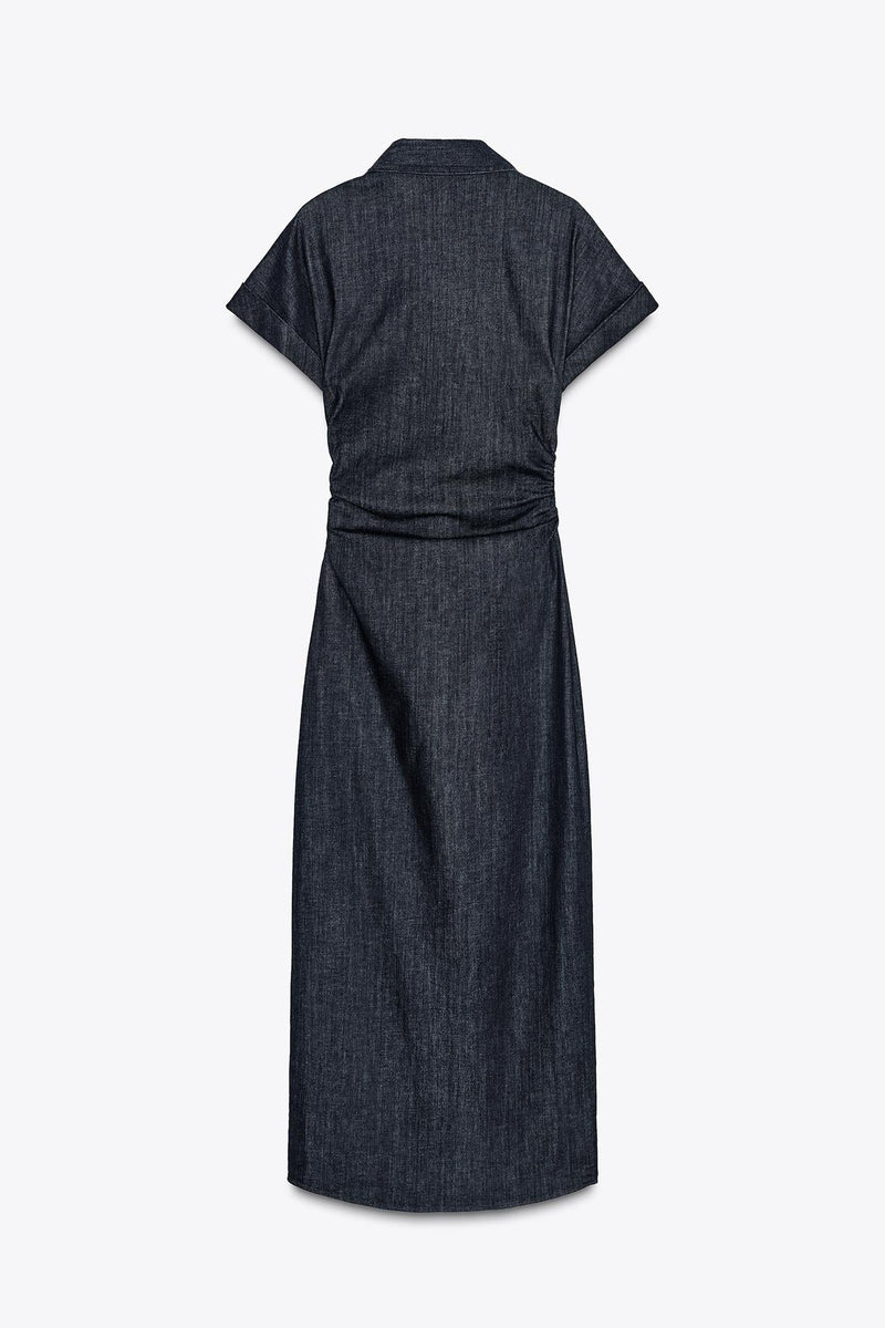 INÈS | ROBE BOUTONNÉE EN DENIM SCULPTANTE