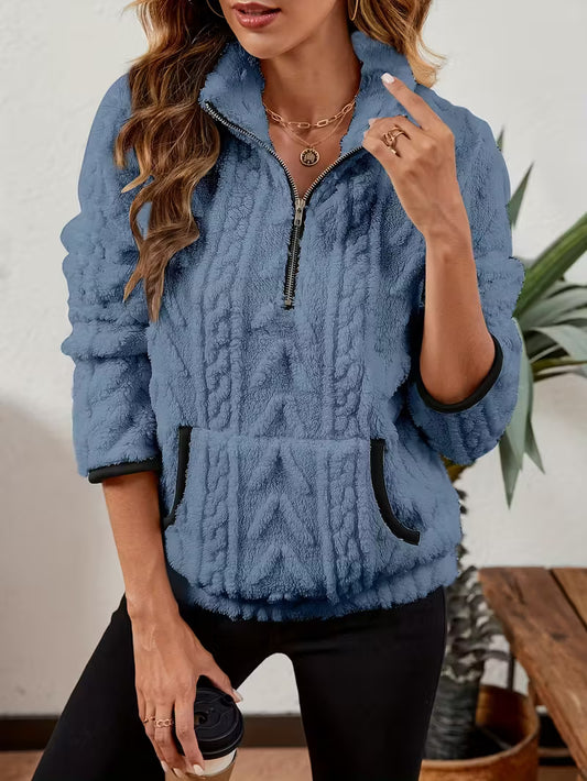 Stéphanie | Sweat-shirt en Laine à Demi-Fermeture Éclair