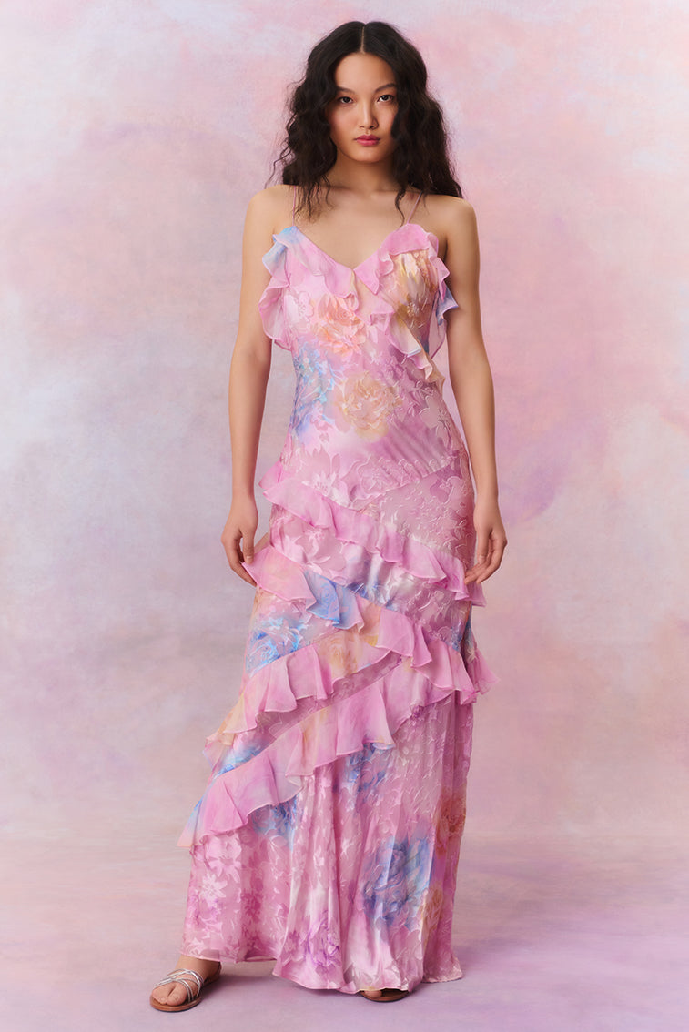 Rialto | Maxi-jurk van bloemenchiffon