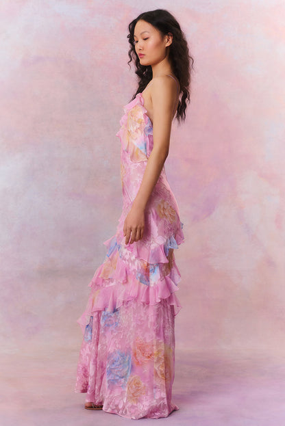 Rialto | Maxi-jurk van bloemenchiffon