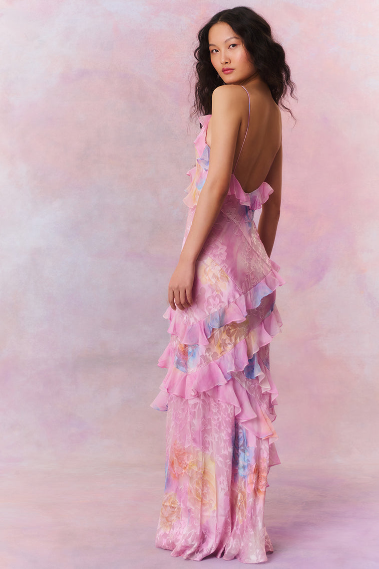 Rialto | Maxi-jurk van bloemenchiffon