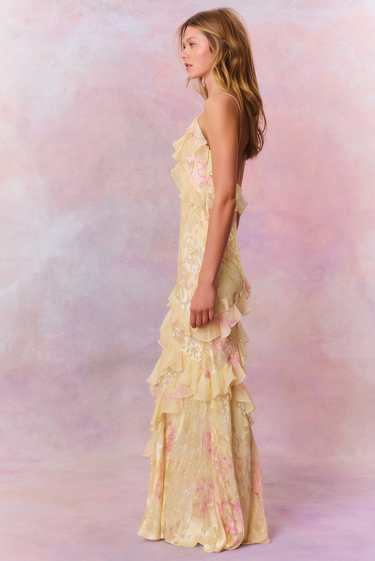 Rialto | Maxi-jurk van bloemenchiffon