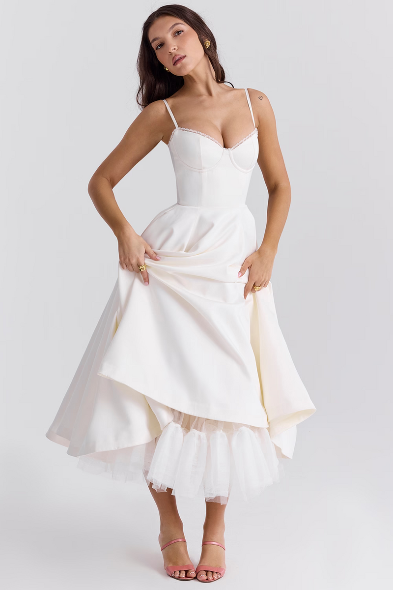 ISABEAU | ROBE MIDI ROMANTIQUE ET ÉLÉGANTE