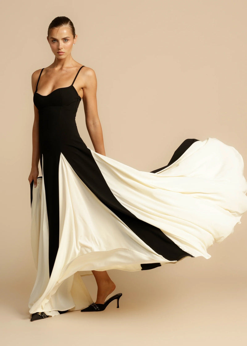 OLIVIA | Black Tie Maxi Dress