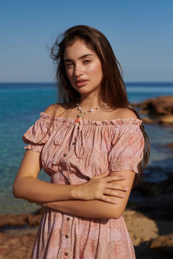 Maxi Dress Short Sleeve Pink Sunrise
