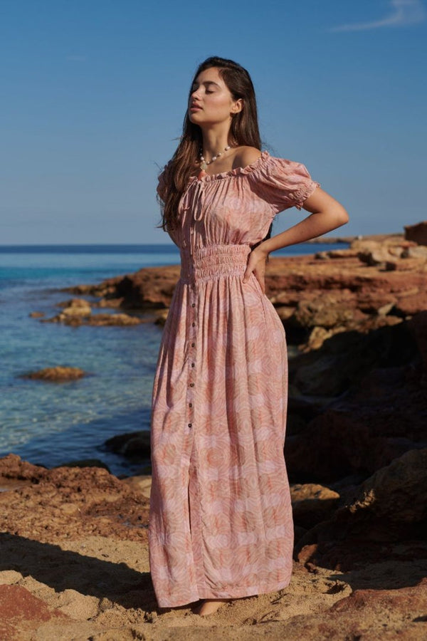 Maxi Dress Short Sleeve Pink Sunrise