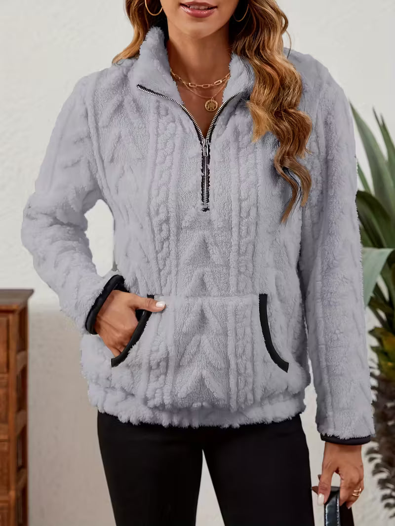Stéphanie | Sweat-shirt en Laine à Demi-Fermeture Éclair