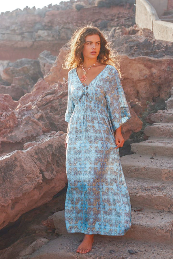 Long Dress Boho Tiger - Blue