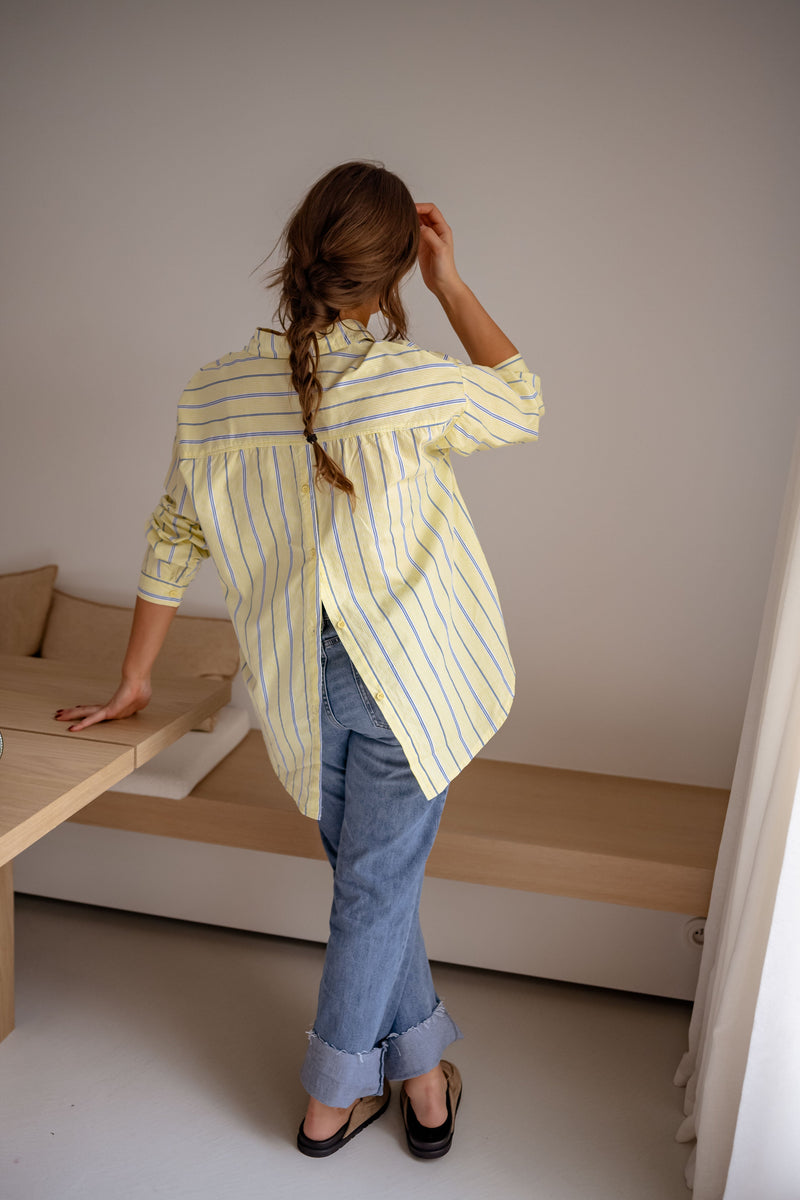 Chemise Happy - à lignes jaune