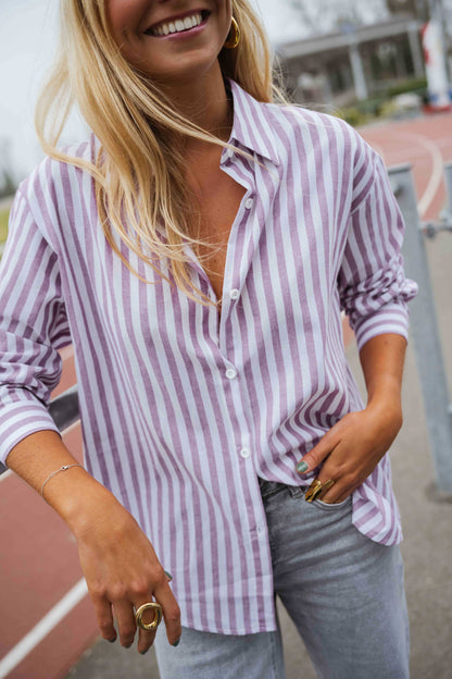 Chemise Meha - à lignes mauves et blanches