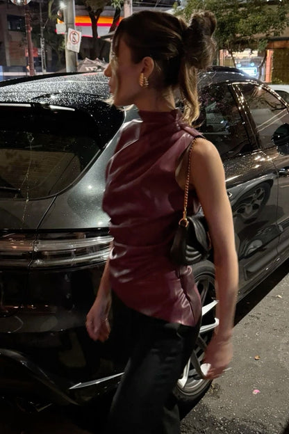 FLEUR | TOP EN CUIR ÉLÉGANT