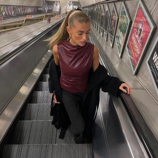 FLEUR | TOP EN CUIR ÉLÉGANT
