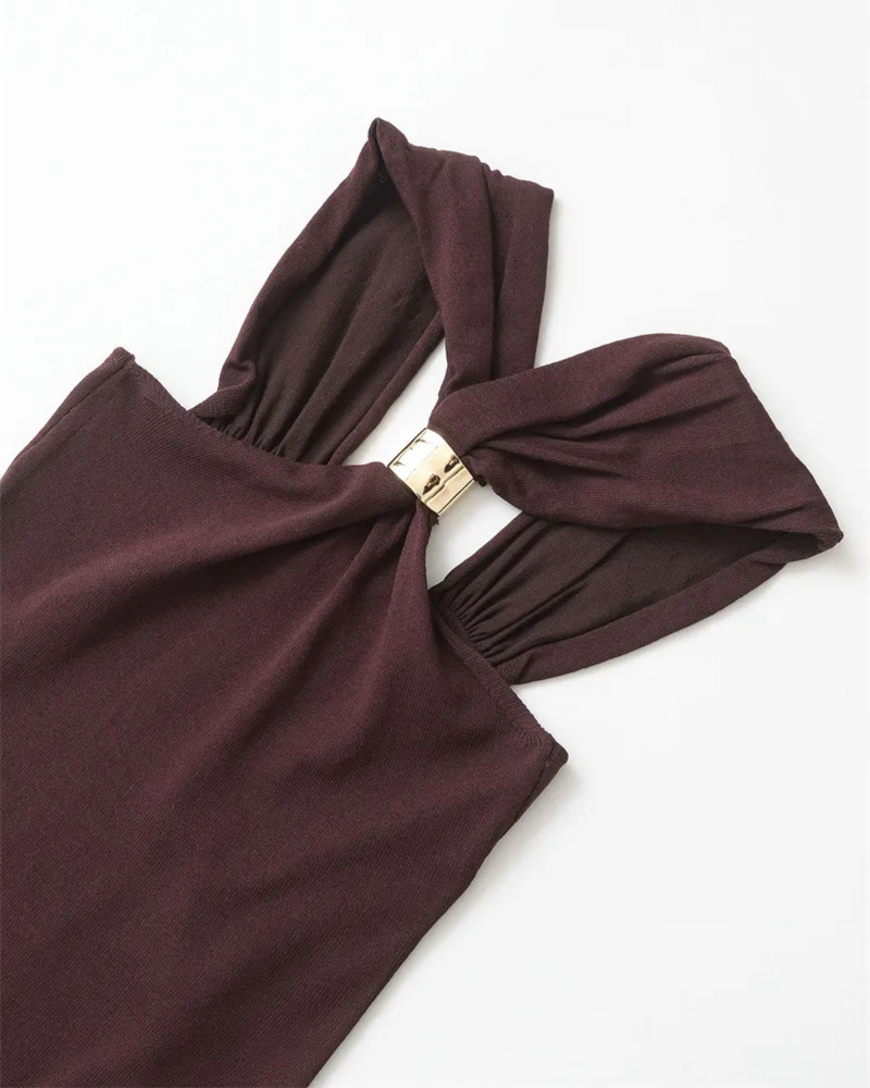 OLIVIA | Mocha Halter Top