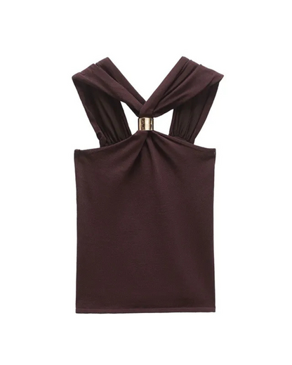 OLIVIA | Mocha Halter Top