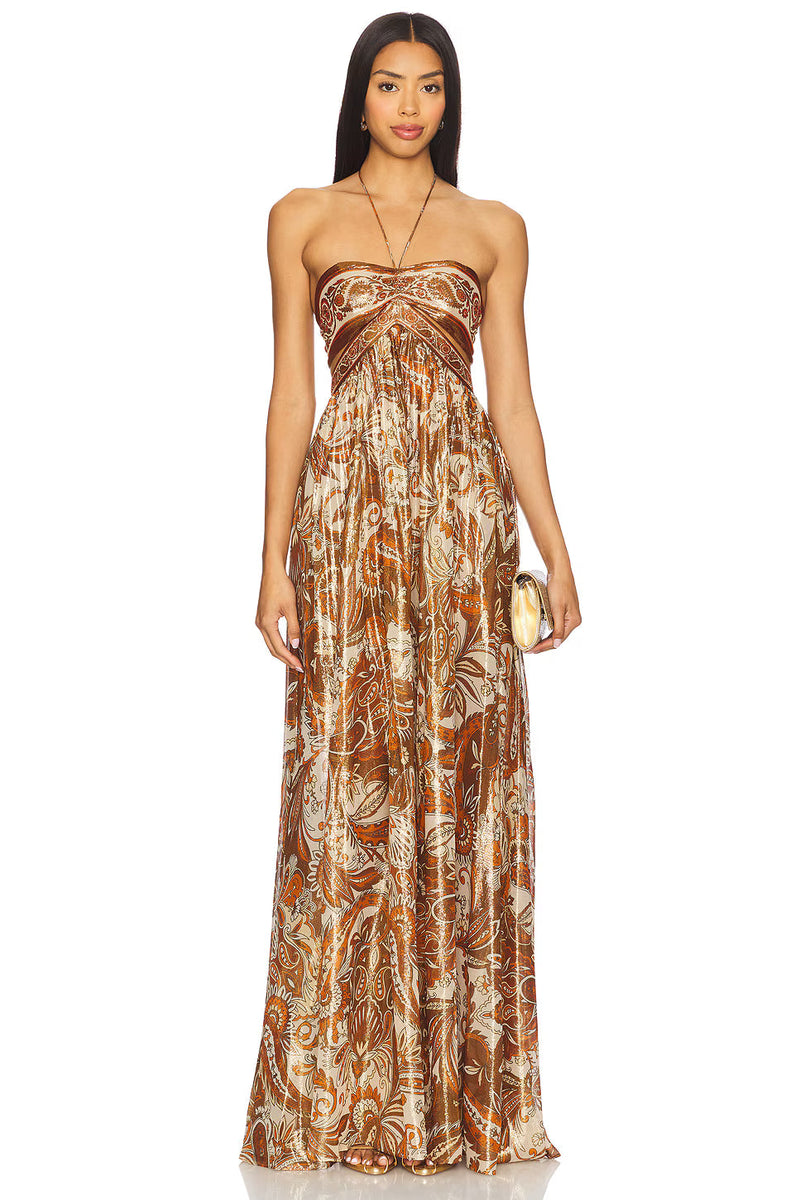 CHLOE | Robe longue dos nu à imprimé cachemire