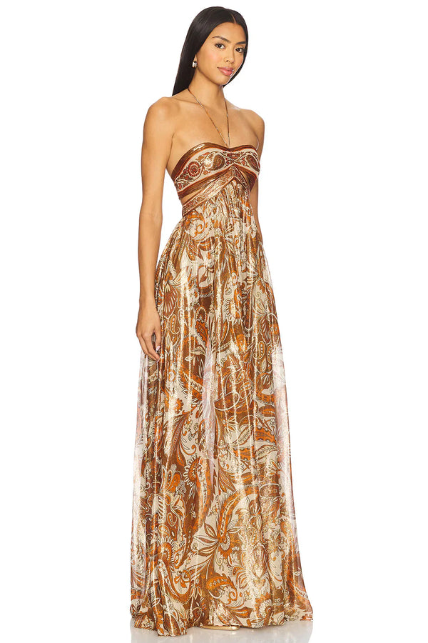 CHLOE | Robe longue dos nu à imprimé cachemire