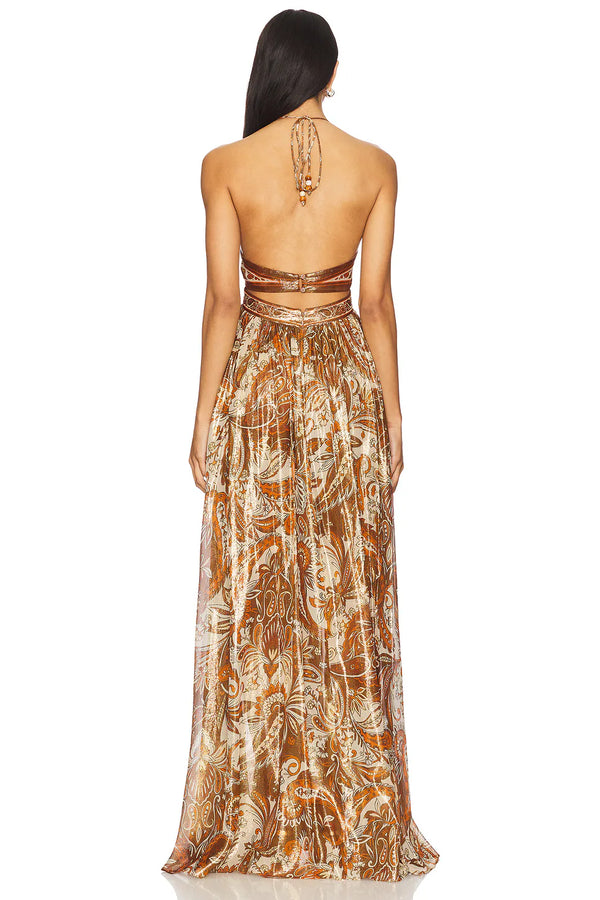 CHLOE | Robe longue dos nu à imprimé cachemire