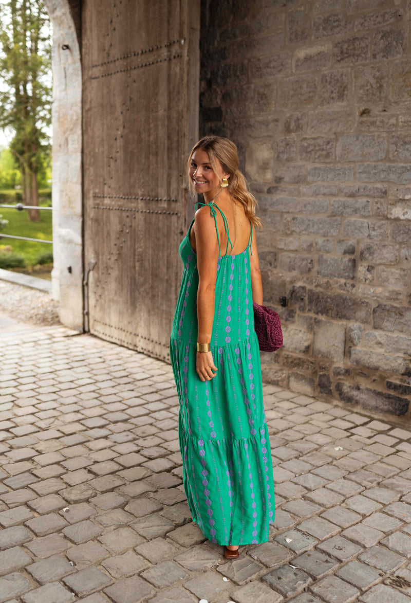 Robe Alyson - verte et mauve