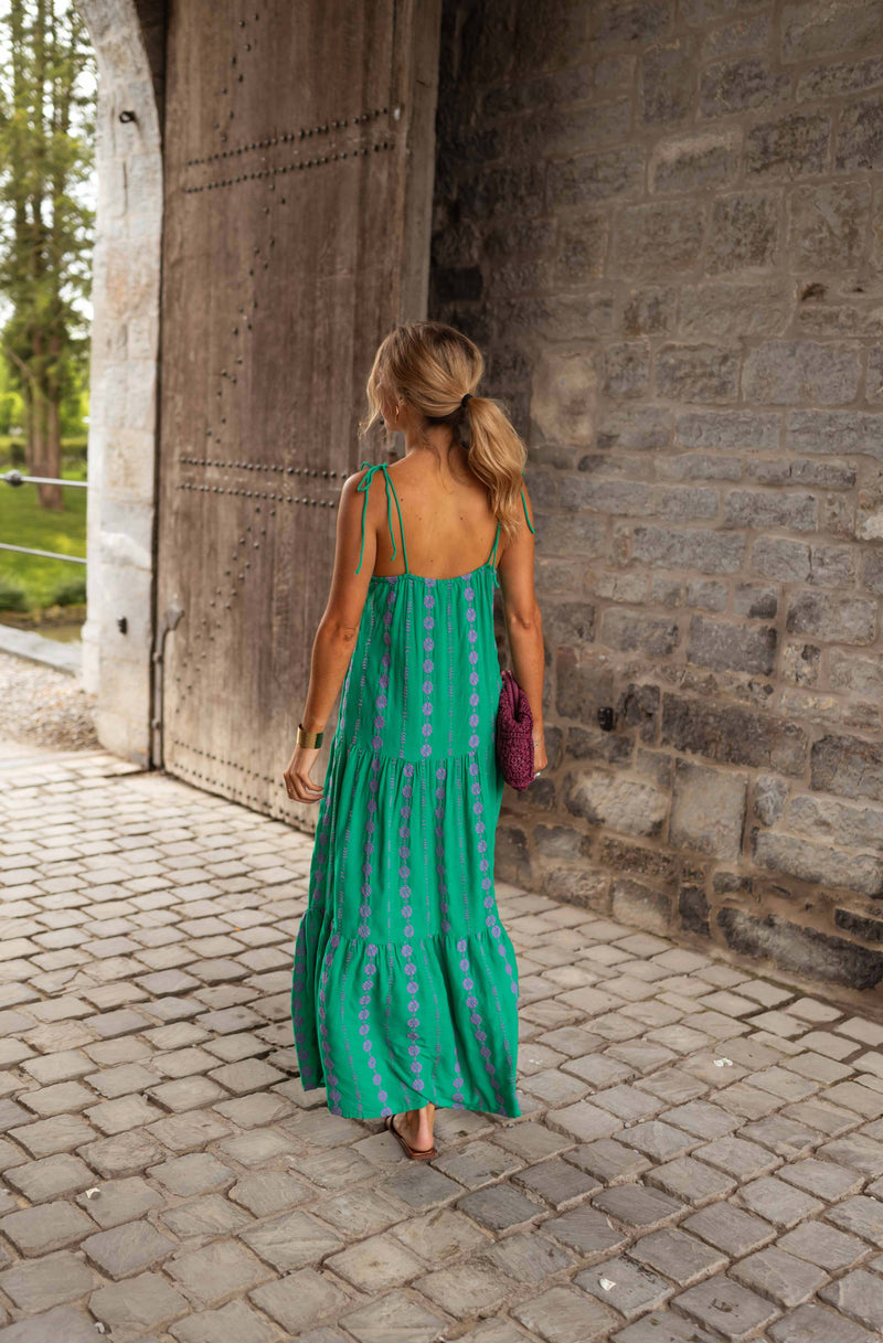 Robe Alyson - verte et mauve
