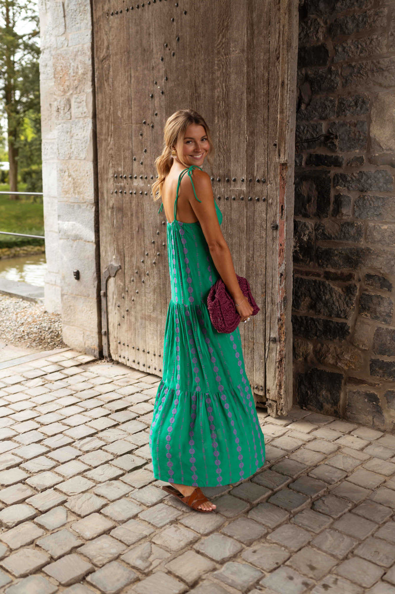 Robe Alyson - verte et mauve