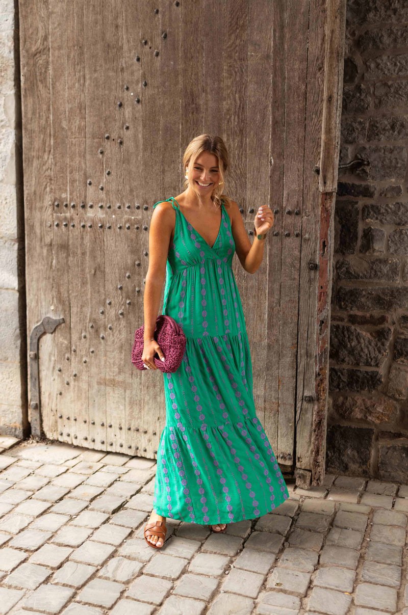 Robe Alyson - verte et mauve