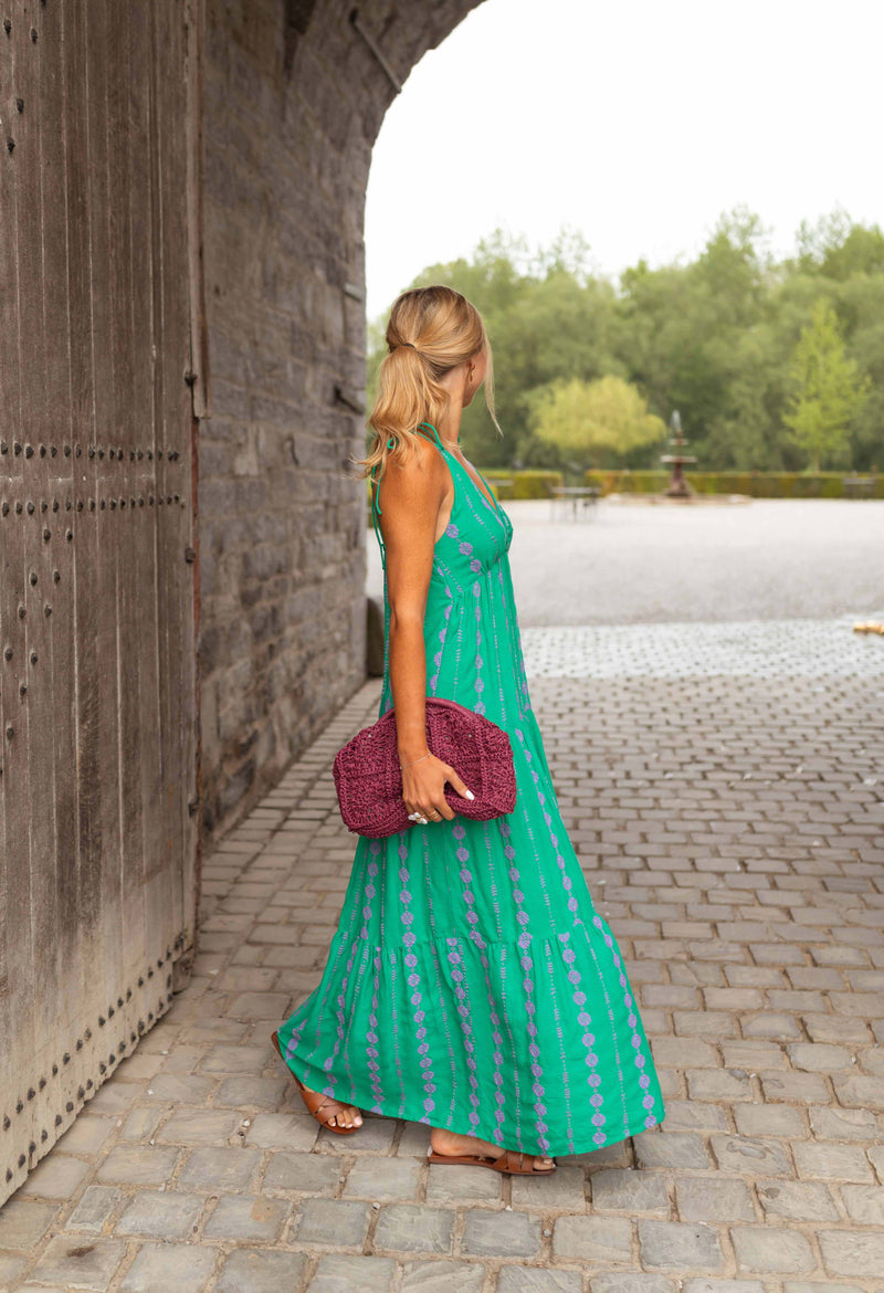 Robe Alyson - verte et mauve