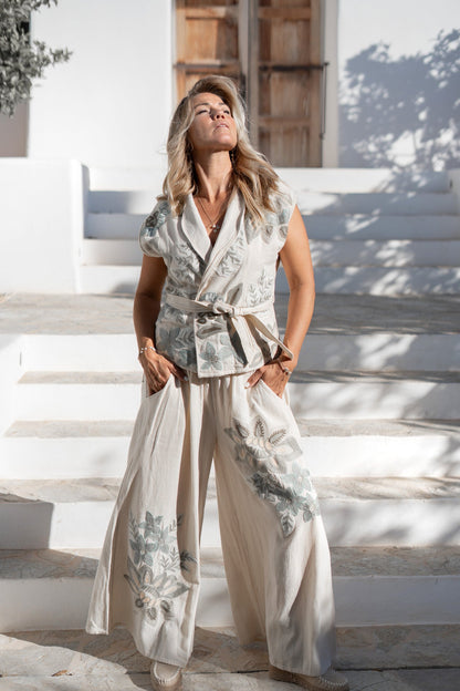 Pantalon Vena Floral Ivory