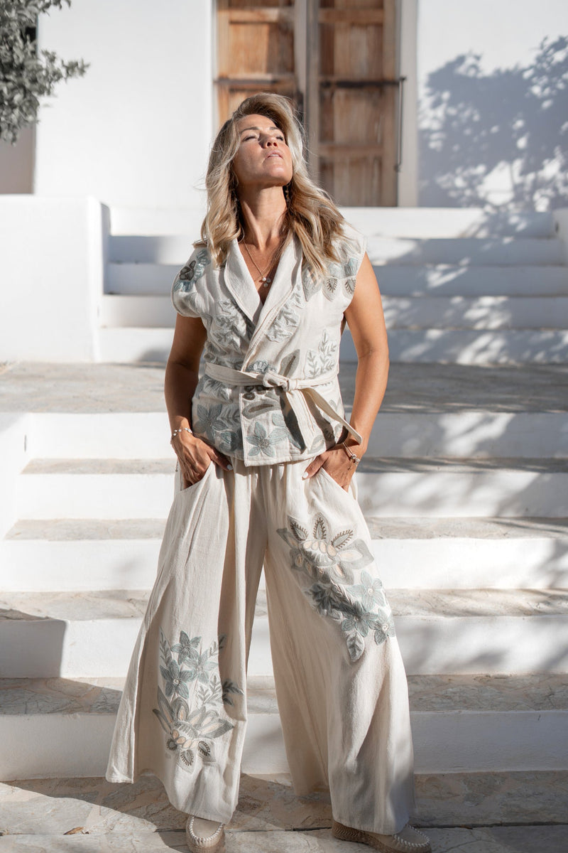 Pantalon Vena Floral Ivory