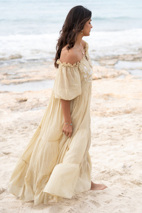 Dress Peralta Bordado Sand
