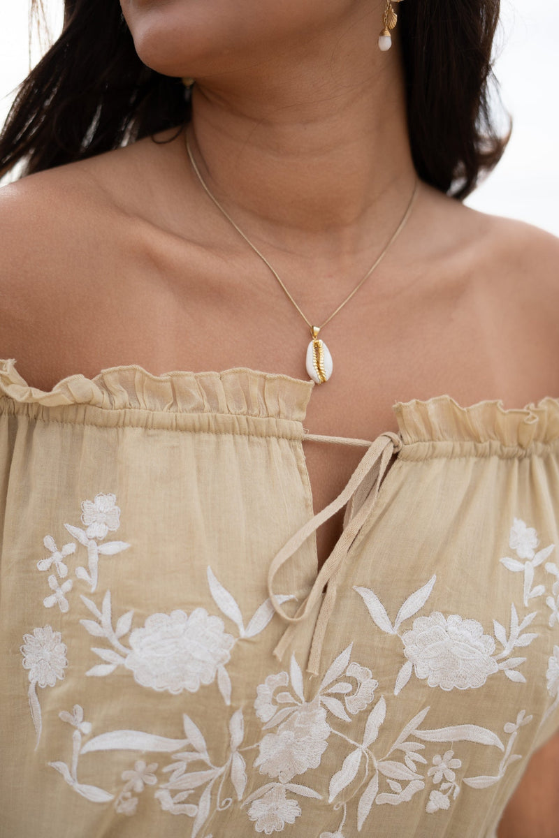Dress Peralta Bordado Sand