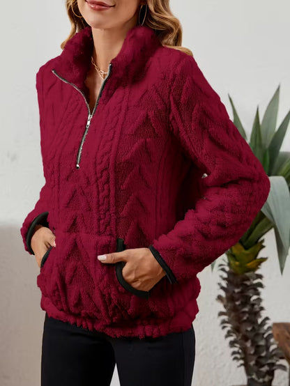 Stéphanie | Sweat-shirt en Laine à Demi-Fermeture Éclair