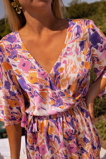 Combishort Basma - mauve à fleurs