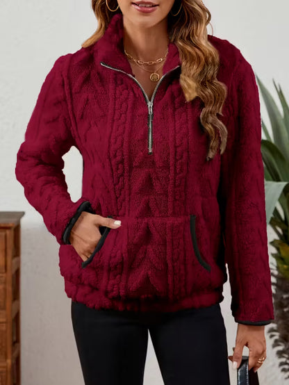 Stéphanie | Sweat-shirt en Laine à Demi-Fermeture Éclair