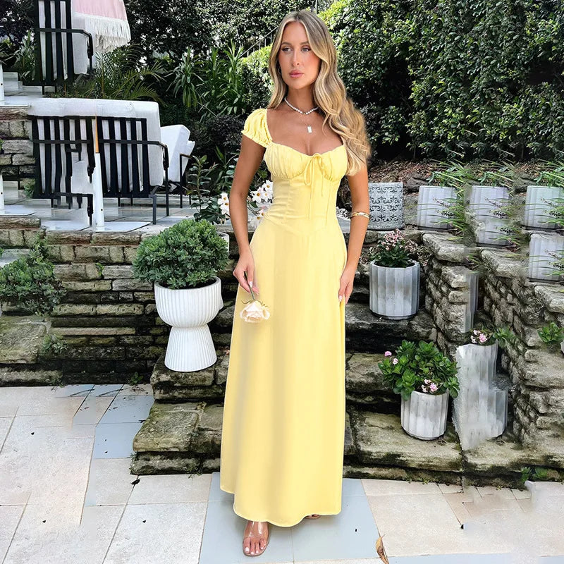 LÉA | ROBE MAXI ROMANTIQUE À MANCHES BOUFFANTES