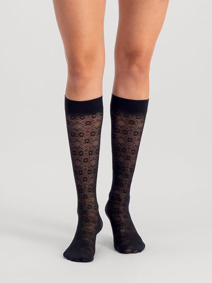 Floral Knee-Highs | Black