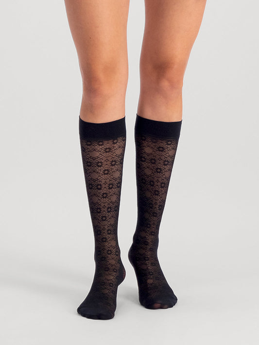 Floral Knee-Highs | Black