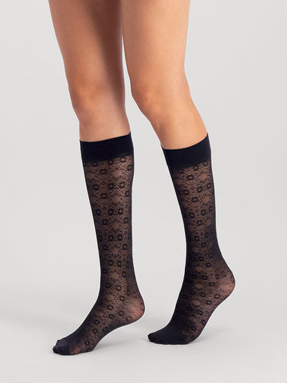 Floral Knee-Highs | Black