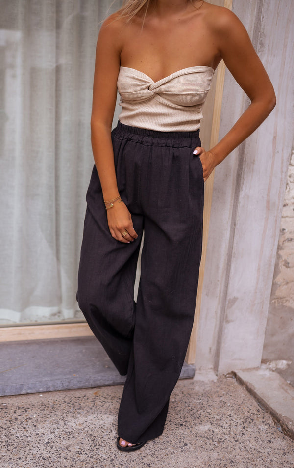 Pantalon Tim en lin - noir