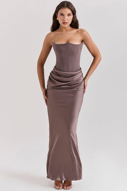 Elodie Strapless Silk Dress